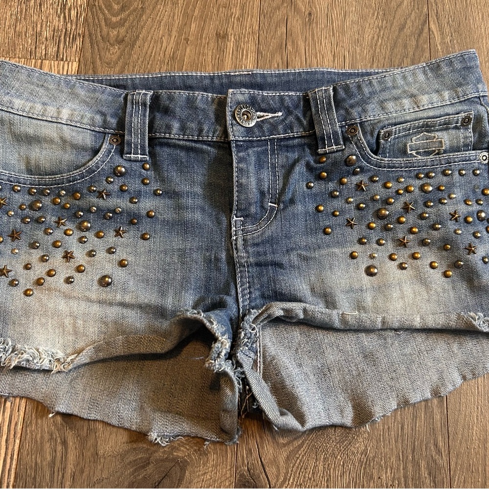 Harley Davidson Studded Denim Shorts